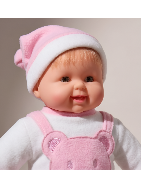 Realistic Baby Doll with Soft Body – Newborn Toy Doll in Pink Bear Romper Outfit and Hat LMI7956