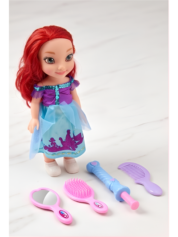 Pretty Princess Red Hair Doll Playset with Hair Styling Accessories, Mirror and Comb Toy Set LMI11751