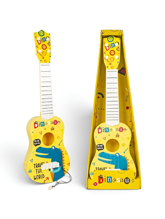 Dinosaur Toy Guitar for Kids – 4-String Mini Ukulele Musical Instrument with Pick, Durable ABS Plastic, Safe Rounded Edges Early Learning Educational Toy for Toddlers LMI14888