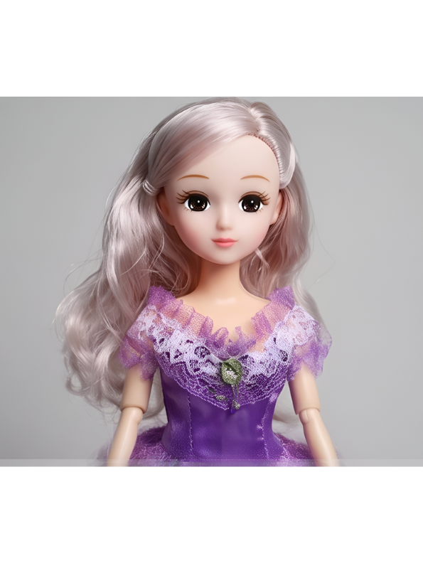 Princess Doll in Purple Lace Gown – Articulated Fashion Doll with Light Purple Hair LMI14634