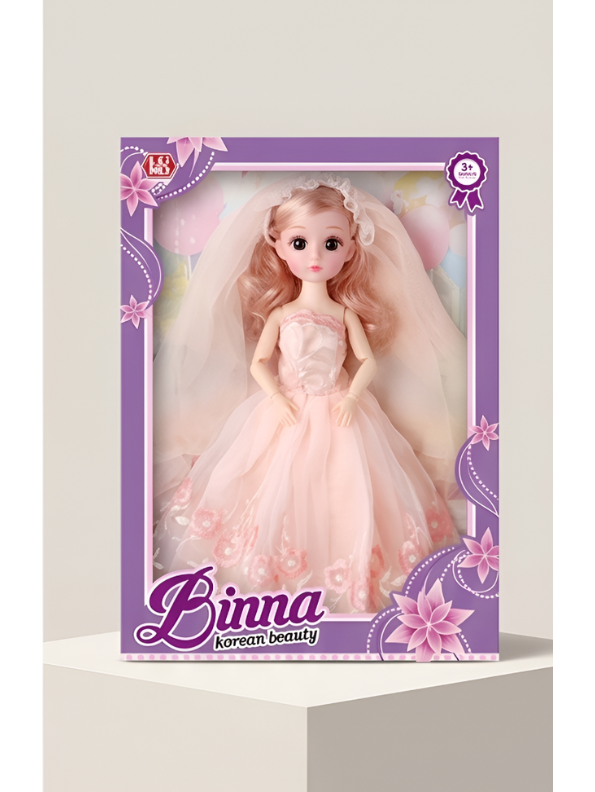 Bridal Doll – Luxury Pink Wedding Dress Dress-Up Toy for Kids LMI13884