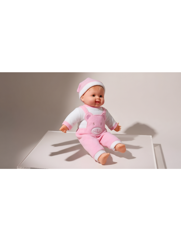 Realistic Baby Doll with Soft Body – Newborn Toy Doll in Pink Bear Romper Outfit and Hat LMI7956