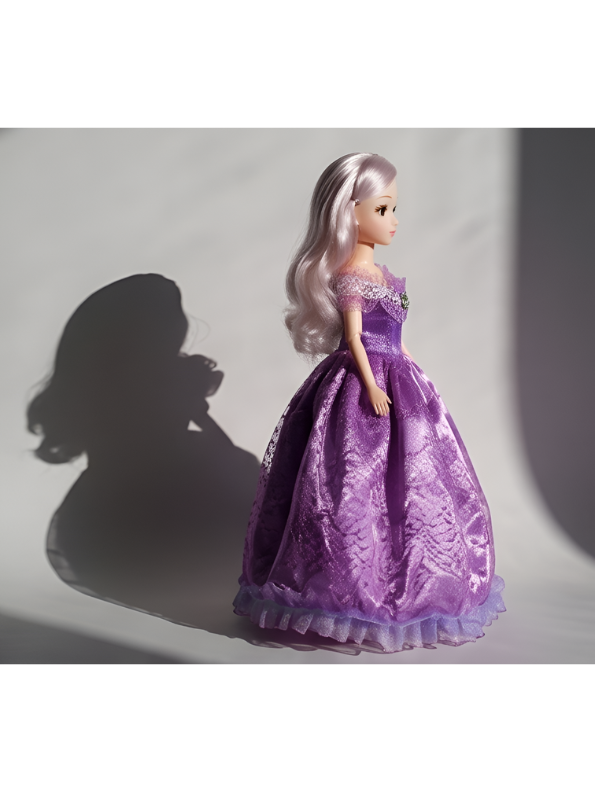 Princess Doll in Purple Lace Gown – Articulated Fashion Doll with Light Purple Hair LMI14634