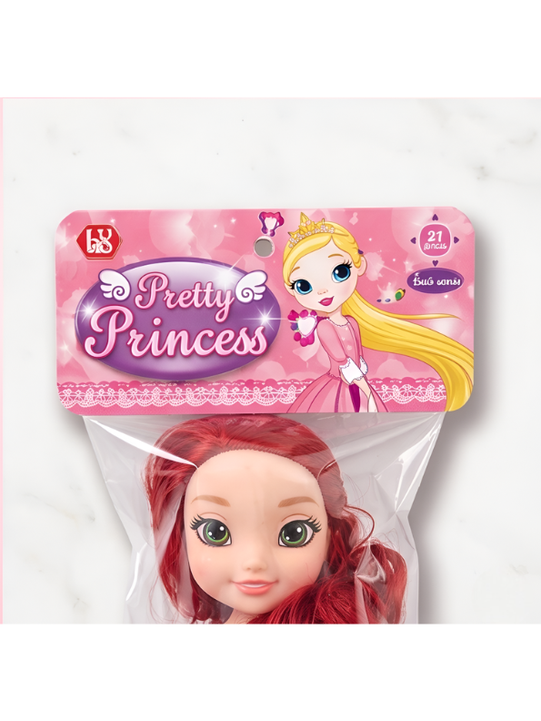 Pretty Princess Red Hair Doll Playset with Hair Styling Accessories, Mirror and Comb Toy Set LMI11751