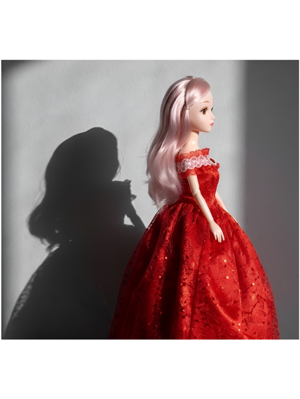 Articulated Princess Doll with Pink Hair | Sparkly Red Ballgown Evening Dress Fashion Doll LMI14634