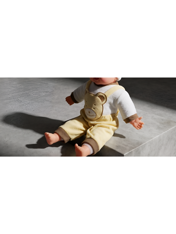 Realistic Baby Doll with Soft Body – Newborn Toy Doll in Yellow Bear Romper Outfit and Hat LMI7956