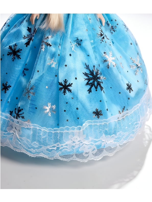 Frozen-Inspired Ice Queen Doll - Blue Ballgown with Silver Snowflakes & Blonde Hair Braid LMI14634