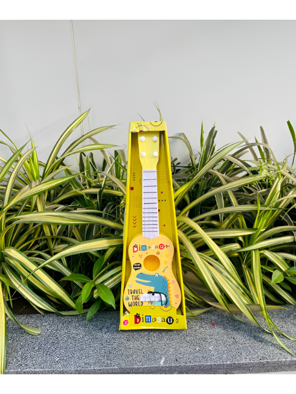 Dinosaur Toy Guitar for Kids – 4-String Mini Ukulele Musical Instrument with Pick, Durable ABS Plastic, Safe Rounded Edges Early Learning Educational Toy for Toddlers LMI14888