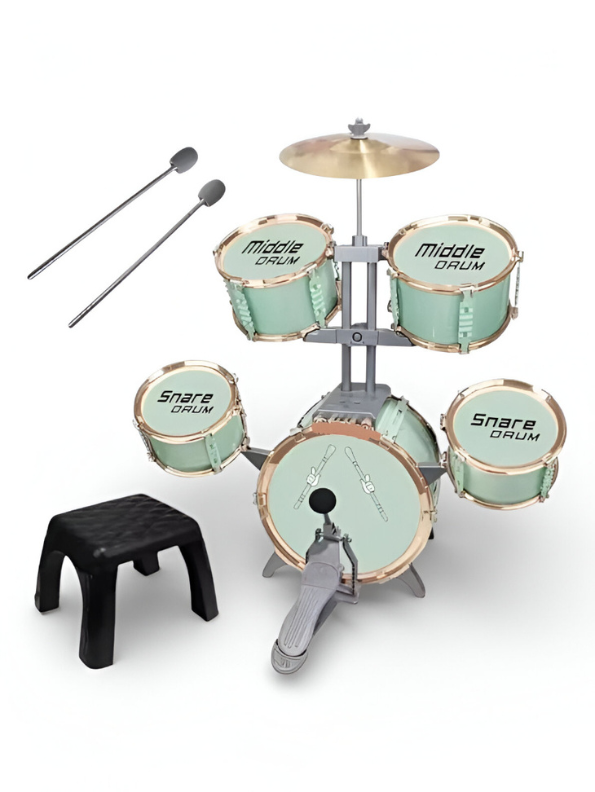 Kids Jazz Drum Set Toy – 5 Drums Musical Instrument Kit for Boys & Girls – Early Learning Educational Toy Gift for Ages 3+ – Includes Throne, Pedal, and Cymbal LMI14070