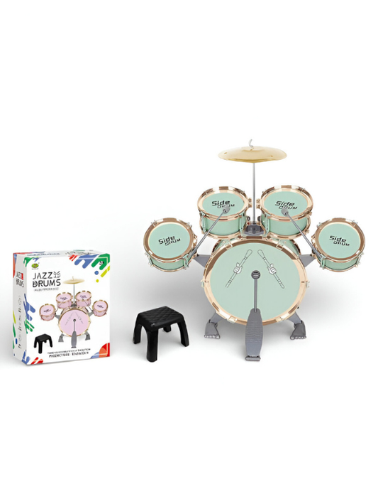 Kids Jazz Drum Set Toy – 5 Drums Musical Instrument Kit for Boys & Girls – Early Learning Educational Toy Gift for Ages 3+ – Includes Throne, Pedal, and Cymbal LMI14070