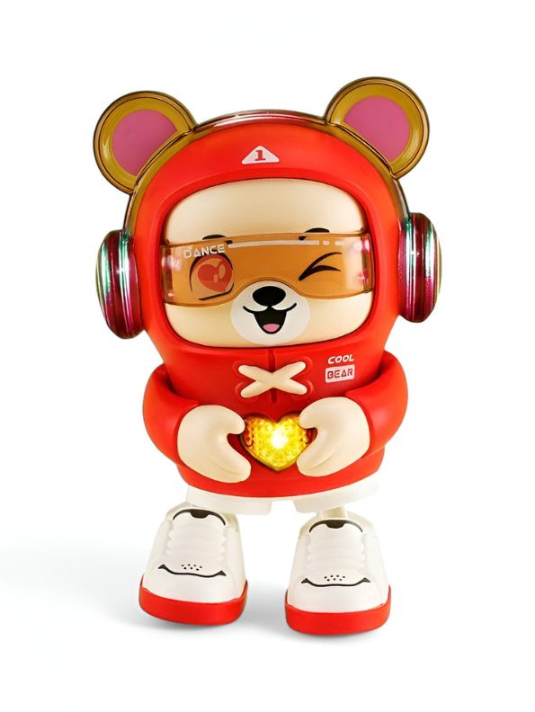 Red - Dancing Bear Musical Toy for Kids – Singing & Walking Electric Bear with Music, LED Lights & Cute Animal Design - LMI14641.