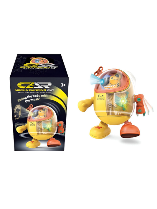 Dancing Cat Robot Toy T-1 - Musical Light-Up Walking Cat with Music, Lights & Fun Movements | Best Interactive Singing Toy Yellow LMI15397.