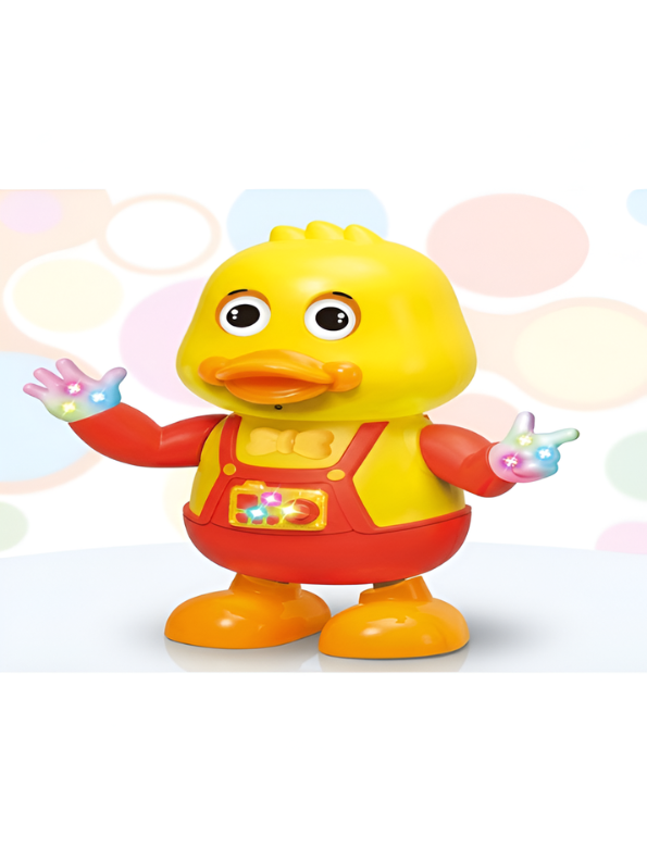 Dancing Duck Toy with Flashing LED Lights and Music – Interactive Musical Walking Toy for Toddlers, Yellow/ Red TV7088