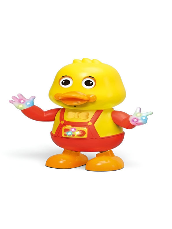 Dancing Duck Toy with Flashing LED Lights and Music – Interactive Musical Walking Toy for Toddlers, Yellow/ Red TV7088