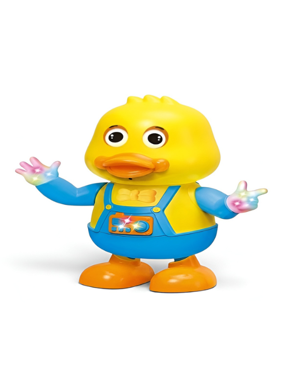 Dancing Duck Toy with Flashing LED Lights and Music – Interactive Musical Walking Toy for Toddlers, Yellow/ Blue TV7088