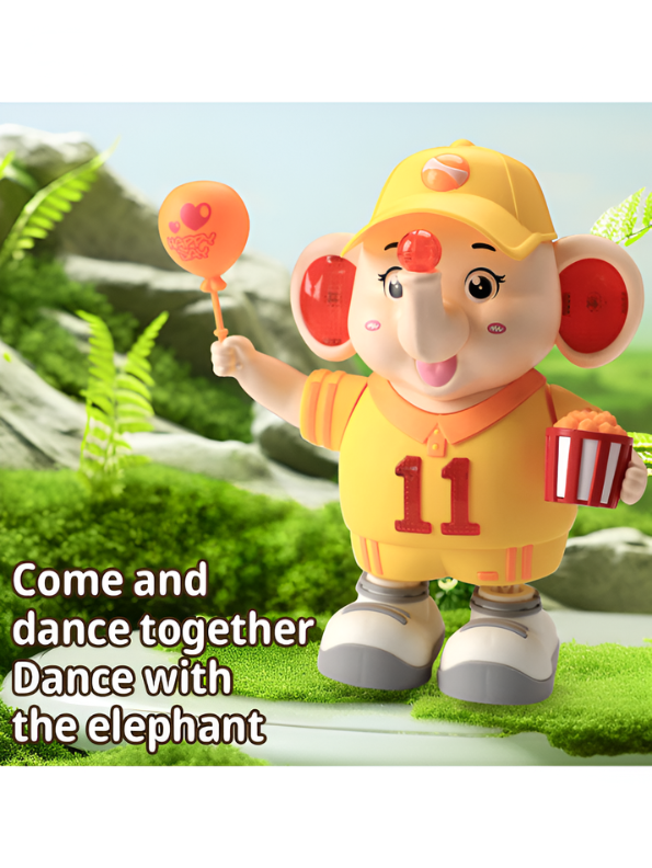 Dancing Elephant Toy with LED Lights and Music, 2-Gear Adjustable Interactive Crawling & Walking Animal Toy TV7369