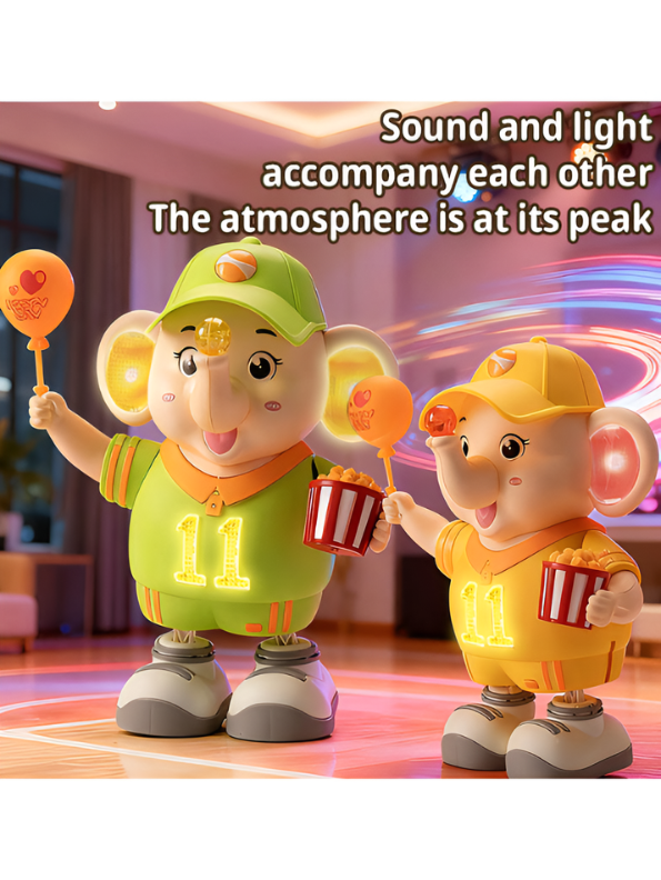 Dancing Elephant Toy with LED Lights and Music, 2-Gear Adjustable Interactive Crawling & Walking Animal Toy TV7369