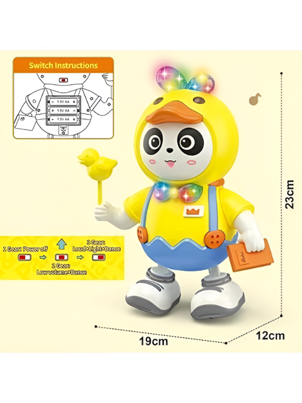 Dancing Panda Robot Toy – Musical Walking Panda with LED Lights, Sound & Interactive Play, Yellow Duck Costume Blue LMI14279.