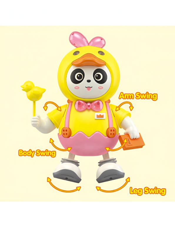 Dancing Panda Robot Toy – Musical Walking Panda with LED Lights, Sound & Interactive Play, Yellow Duck Costume Pink LMI14279.
