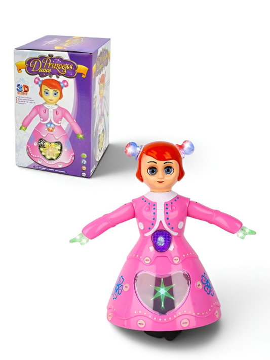 Dancing Princess Robot Toy with 360° Rotation, Music, and LED Lights – Bump & Go Interactive Toy for Toddlers and Kids TV7407
