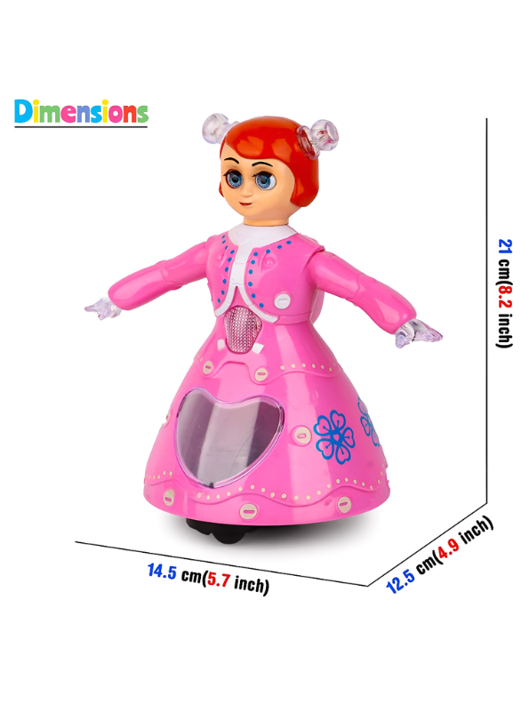 Dancing Princess Robot Toy with 360° Rotation, Music, and LED Lights – Bump & Go Interactive Toy for Toddlers and Kids TV7407