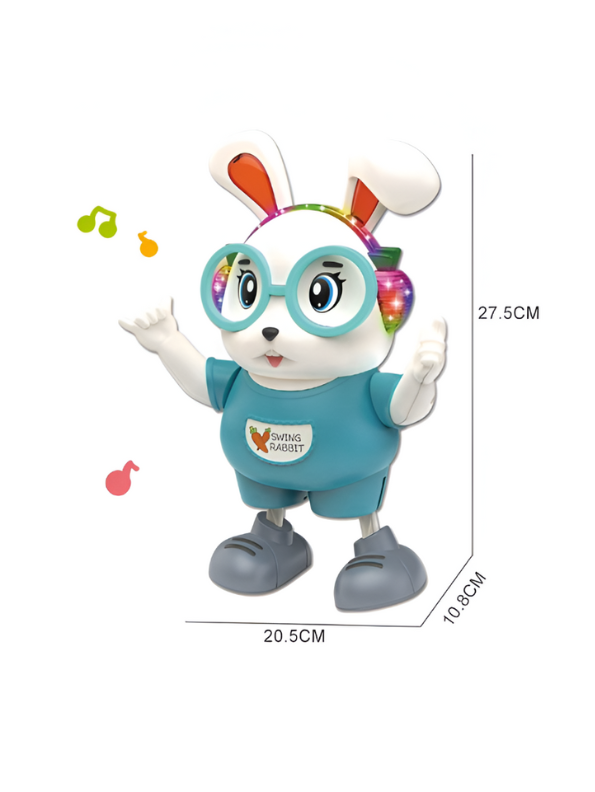 Dancing Rabbit Toy – Musical LED Light Bunny, Electronic Walking Swinging Toy Turquoise LMI12383.