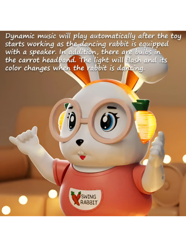 Dancing Rabbit Toy – Musical LED Light Bunny, Electronic Walking Swinging Toy Pink LMI12383.