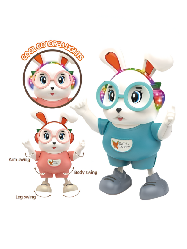 Dancing Rabbit Toy – Musical LED Light Bunny, Electronic Walking Swinging Toy Pink LMI12383.