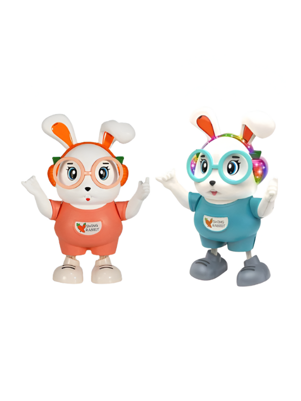 Dancing Rabbit Toy – Musical LED Light Bunny, Electronic Walking Swinging Toy Turquoise LMI12383.