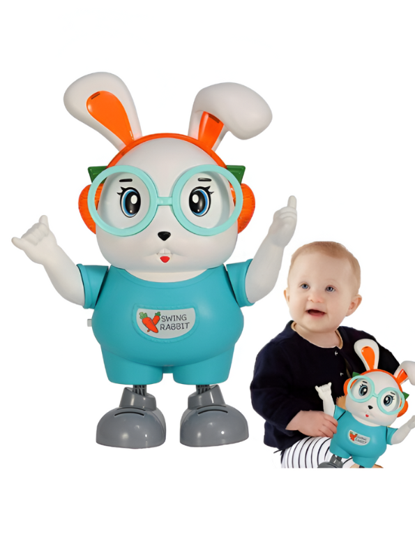 Dancing Rabbit Toy – Musical LED Light Bunny, Electronic Walking Swinging Toy Pink LMI12383.
