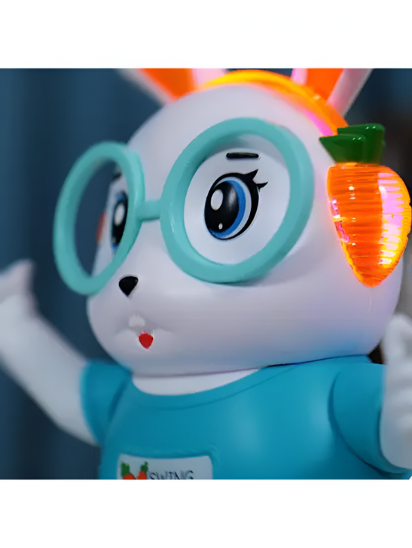 Dancing Rabbit Toy – Musical LED Light Bunny, Electronic Walking Swinging Toy Turquoise LMI12383.