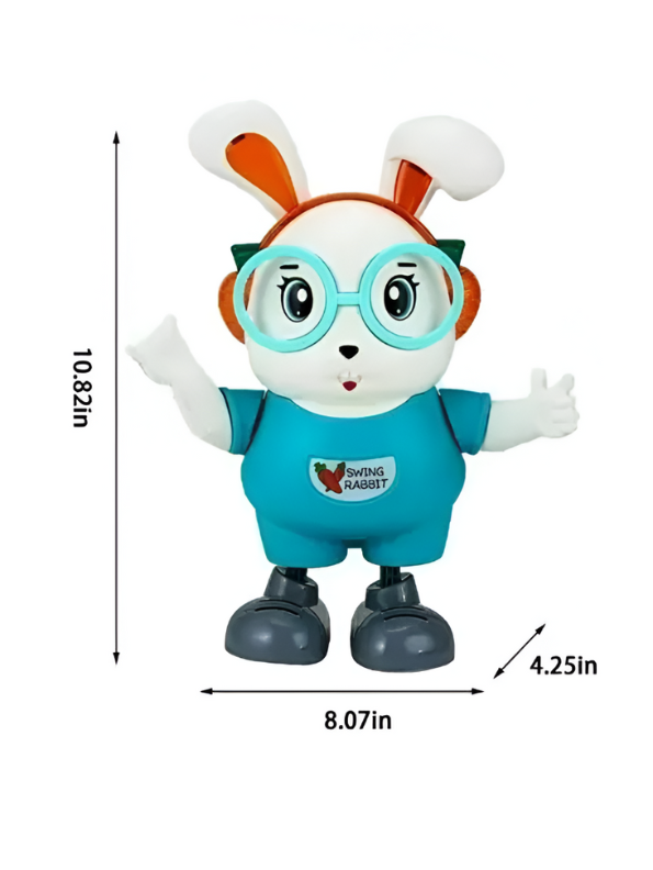 Dancing Rabbit Toy – Musical LED Light Bunny, Electronic Walking Swinging Toy Turquoise LMI12383.