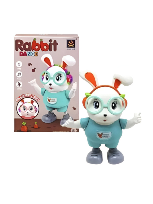 Dancing Rabbit Toy – Musical LED Light Bunny, Electronic Walking Swinging Toy Turquoise LMI12383.