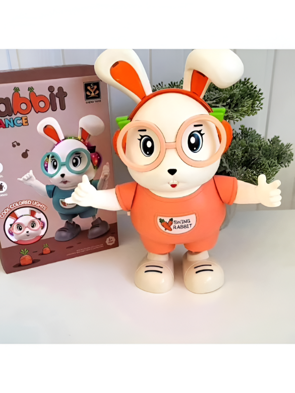 Dancing Rabbit Toy – Musical LED Light Bunny, Electronic Walking Swinging Toy Pink LMI12383.