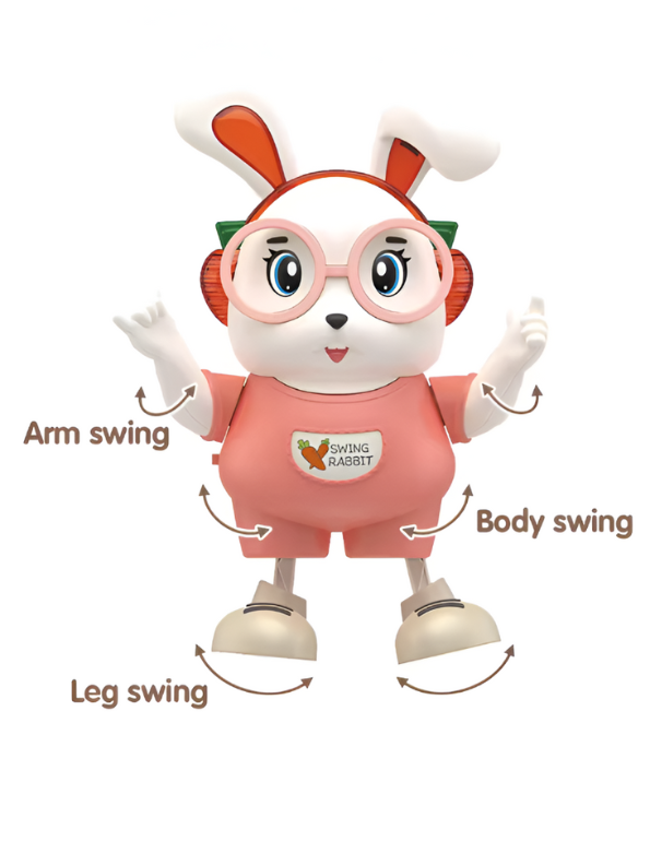 Dancing Rabbit Toy – Musical LED Light Bunny, Electronic Walking Swinging Toy Pink LMI12383.