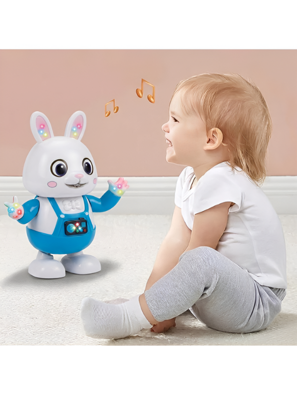 Dancing Rabbit Toy with  Blue Colorful LED Lights and Musical Sounds for Toddlers – Interactive Musical Walking Bunny Robot Toy for Kids Ages 3+ TV7190