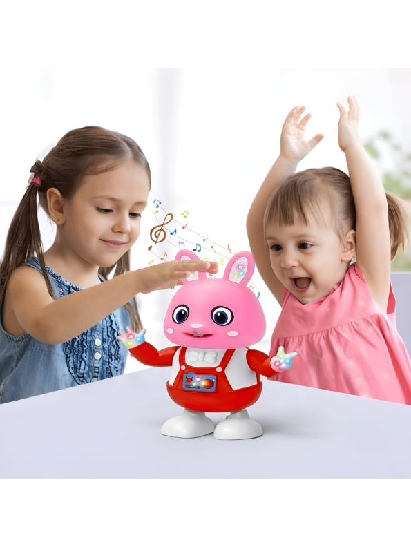 Dancing Rabbit Toy with Red Colorful LED Lights and Musical Sounds for Toddlers – Interactive Musical Walking Bunny Robot Toy for Kids Ages 3+ TV7190