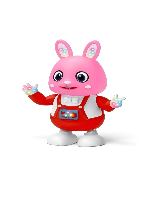 Dancing Rabbit Toy with Red Colorful LED Lights and Musical Sounds for Toddlers – Interactive Musical Walking Bunny Robot Toy for Kids Ages 3+ TV7190
