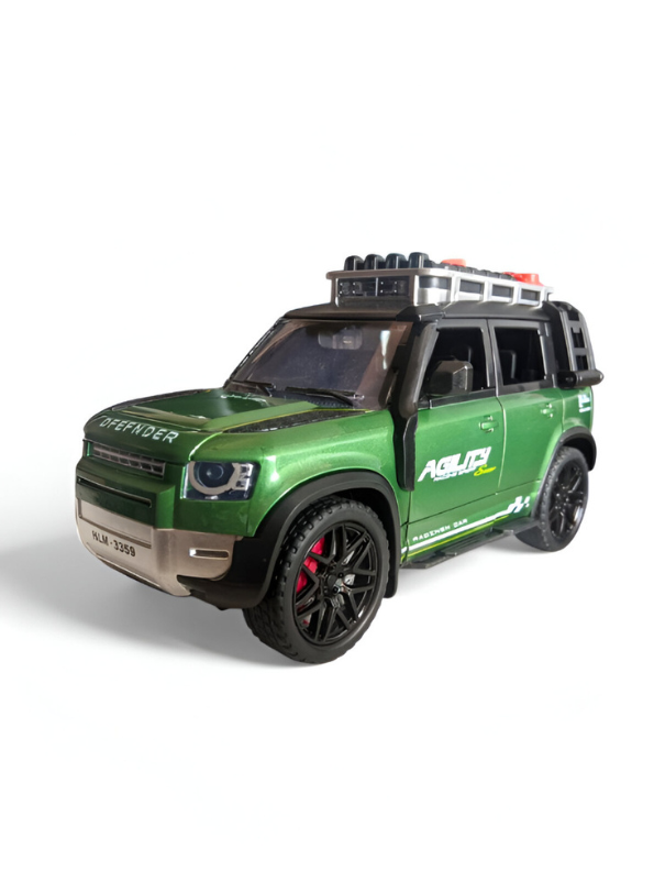 Green - Defender Style Metal Diecast Police SUV Toy Car | Pullback with Lights & Sounds | Rescue Vehicle Model for Kids LMID700-07.