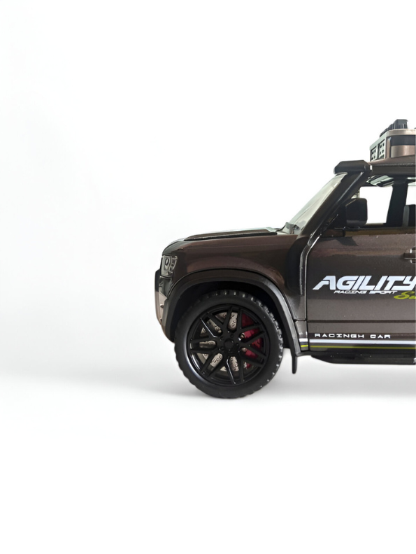 Brown - Defender Style Metal Diecast Police SUV Toy Car | Pullback with Lights & Sounds | Rescue Vehicle Model for Kids LMID700-07.