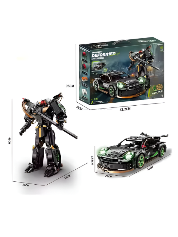 Deformed Supercar 2-in-1 Transforming Building Block Set – GT3 RS Style Car & Robot MD3428.