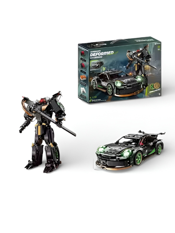 Deformed Supercar 2-in-1 Transforming Building Block Set – GT3 RS Style Car & Robot MD3428.