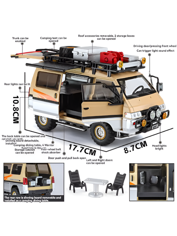 Delica Diecast Alloy Camper Van 1:24 Scale – Off-Road Camping Cross-Country Miniature Green LMI16795