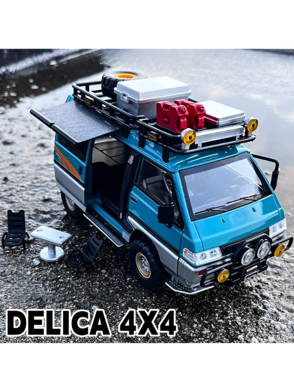 Delica Diecast Alloy Camper Van 1:24 Scale – Off-Road Camping Cross-Country Miniature Green LMI16795