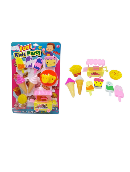 Dessert Pretend Play Food Toy Set – Ice Cream, Popsicles, French Fries & Sweets Cart LMI7412.