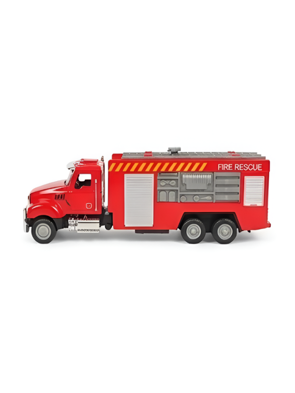 Die-Cast Fire Rescue Transport Truck Toy – Red Emergency Vehicle with Realistic Details MD2933.