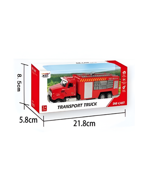 Die-Cast Fire Rescue Transport Truck Toy – Red Emergency Vehicle with Realistic Details MD2933.