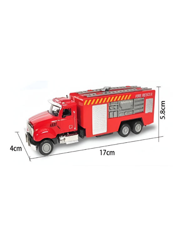 Die-Cast Fire Rescue Transport Truck Toy – Red Emergency Vehicle with Realistic Details MD2933.