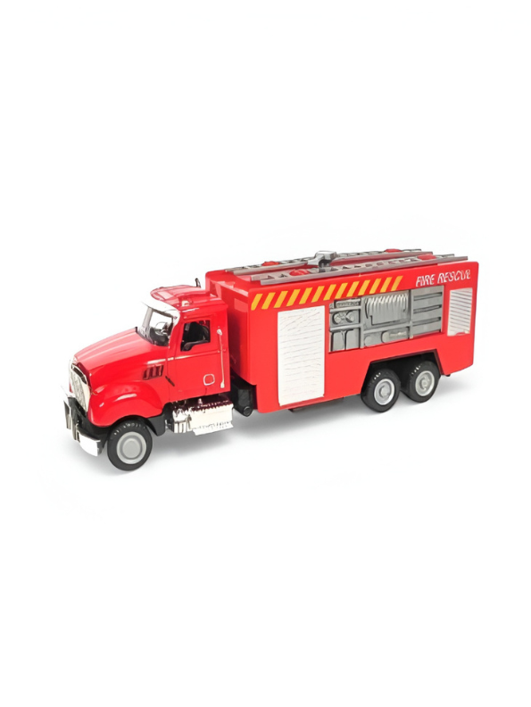 Die-Cast Fire Rescue Transport Truck Toy – Red Emergency Vehicle with Realistic Details MD2933.