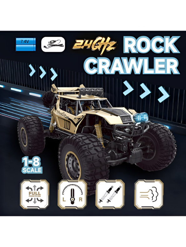 Die-Cast Metal RC Rock Crawler 1/8 Scale | Beige 2.4GHz Off-Road Remote Control Monster Truck TV5373